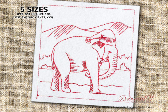 Review: Christmas Elephant with Hat Redwork