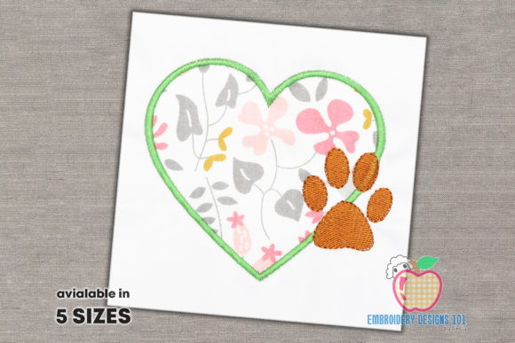 Review: Heart with Paw Footprint Embroidery Design