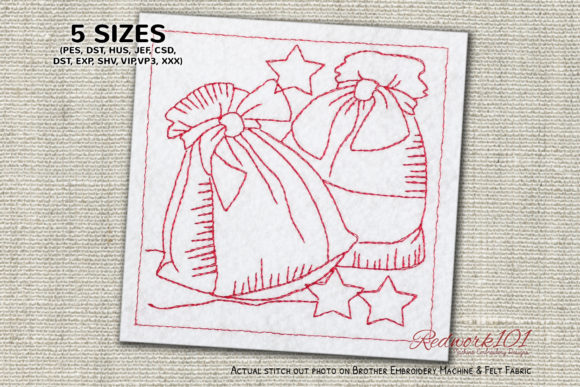 Reviewing Christmas Gift Bags Redwork Design