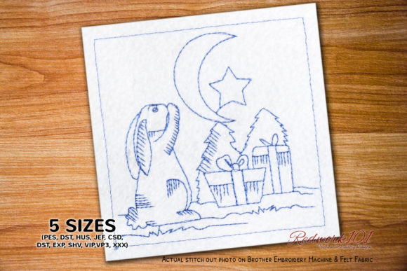 Reviewing the Christmas Rabbit and Moon Redwork Design