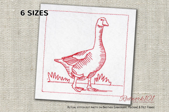 Reviewing the Goose Walking on Grass Redwork Design